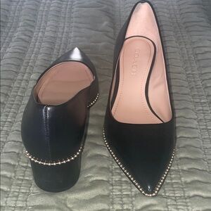 Coach Black Studded block heel, low  office pumps shoes size 7